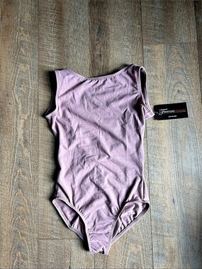 Theatricals Womens Cotton Pinched V-Back Tank Leotard Purple Small